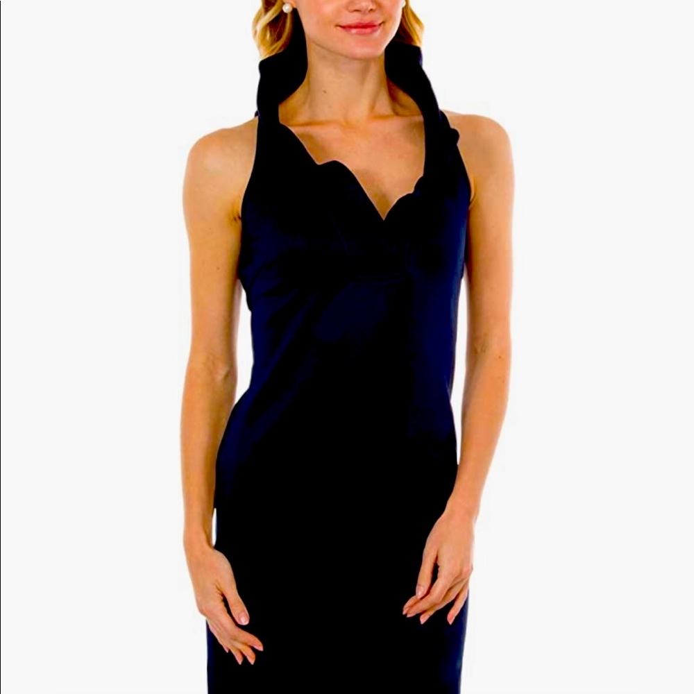 NWOT Gretchen Scott black ruffle dress